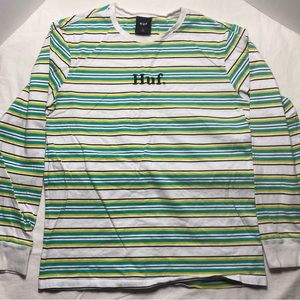 HUF Long Sleeved Striped T Shirt Mens Large
